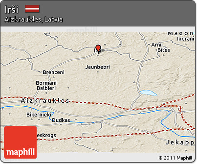 Shaded Relief Panoramic Map of Irši