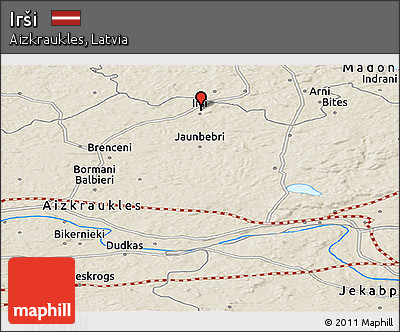 Shaded Relief Panoramic Map of Irši