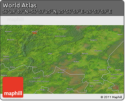 Satellite 3D Map of the Area around 56° 41' 3" N, 26° 25' 29" E
