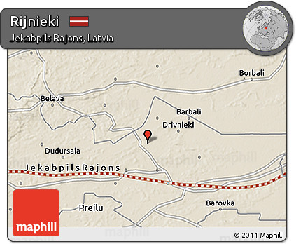 Shaded Relief 3D Map of Rijnieki