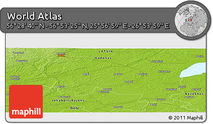 Physical Panoramic Map of the Area around 56° 41' 3" N, 26° 25' 29" E