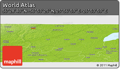Physical Panoramic Map of the Area around 56° 41' 3" N, 26° 25' 29" E