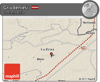 Shaded Relief 3D Map of Grivdenieši