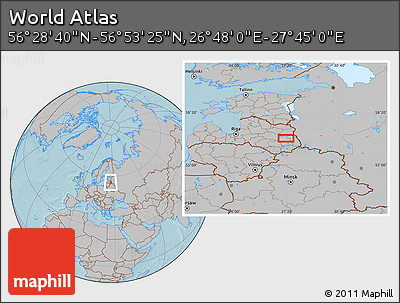 Gray Location Map of the Area around 56° 41' 3" N, 27° 16' 29" E, hill shading