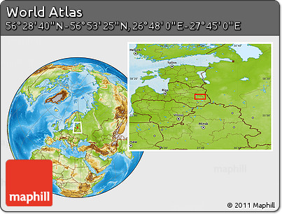 Physical Location Map of the Area around 56° 41' 3" N, 27° 16' 29" E