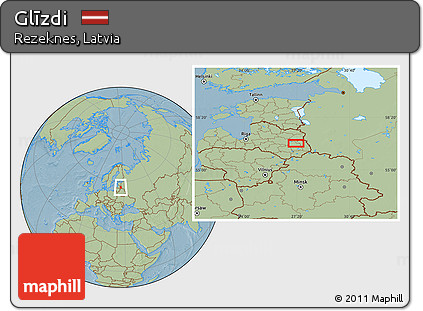 Savanna Style Location Map of Glīzdi, hill shading