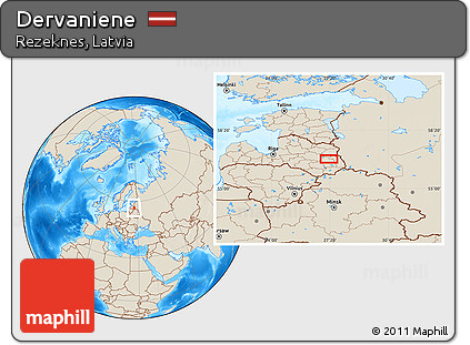Shaded Relief Location Map of Dervaniene