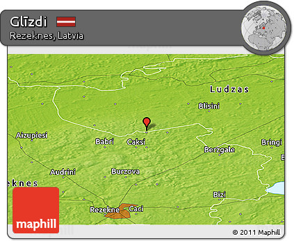 Physical Panoramic Map of Glīzdi