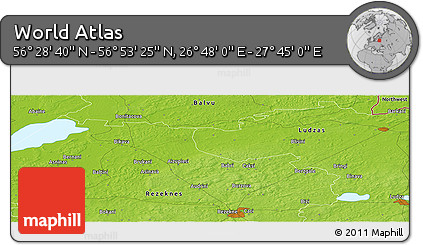Physical Panoramic Map of the Area around 56° 41' 3" N, 27° 16' 29" E