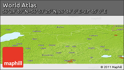 Physical Panoramic Map of the Area around 56° 41' 3" N, 27° 16' 29" E