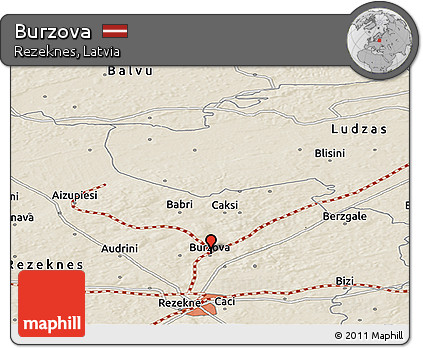 Shaded Relief Panoramic Map of Burzova