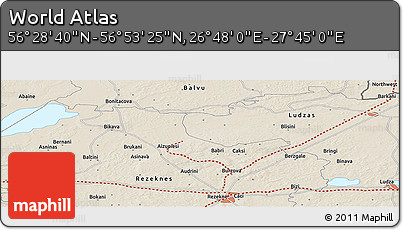 Shaded Relief Panoramic Map of the Area around 56° 41' 3" N, 27° 16' 29" E