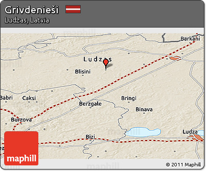 Shaded Relief Panoramic Map of Grivdenieši