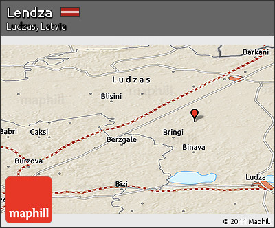 Shaded Relief Panoramic Map of Lendza