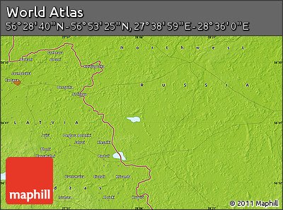 Physical Map of the Area around 56° 41' 3" N, 28° 7' 30" E