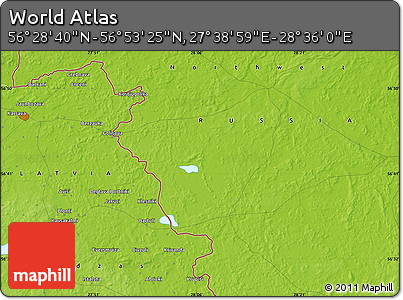 Physical Map of the Area around 56° 41' 3" N, 28° 7' 30" E