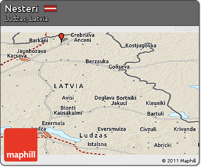 Shaded Relief Panoramic Map of Nesteri