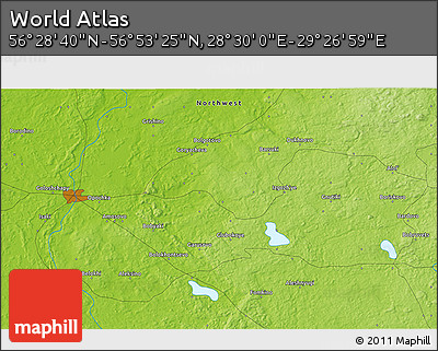 Physical 3D Map of the Area around 56° 41' 3" N, 28° 58' 30" E