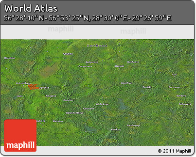 Satellite 3D Map of the Area around 56° 41' 3" N, 28° 58' 30" E