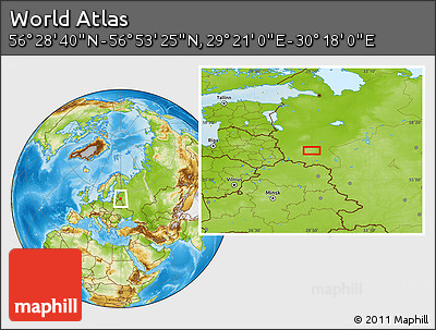 Physical Location Map of the Area around 56° 41' 3" N, 29° 49' 30" E