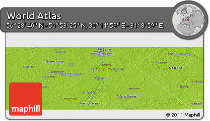 Physical Panoramic Map of the Area around 56° 41' 3" N, 30° 40' 29" E