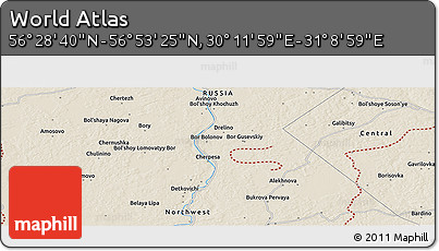 Shaded Relief Panoramic Map of the Area around 56° 41' 3" N, 30° 40' 29" E