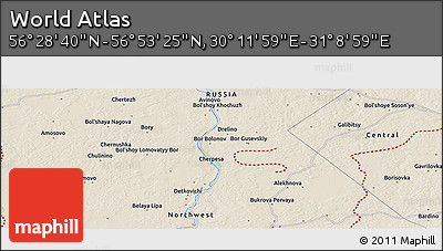 Shaded Relief Panoramic Map of the Area around 56° 41' 3" N, 30° 40' 29" E