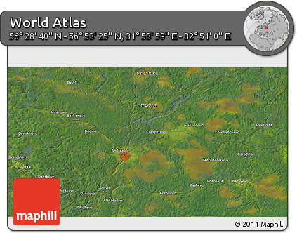 Satellite 3D Map of the Area around 56° 41' 3" N, 32° 22' 30" E