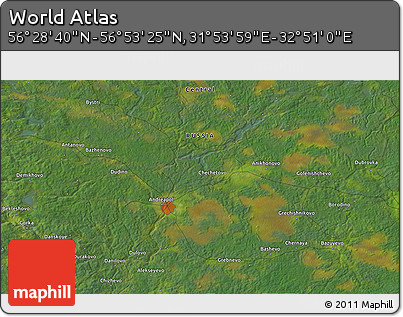 Satellite 3D Map of the Area around 56° 41' 3" N, 32° 22' 30" E