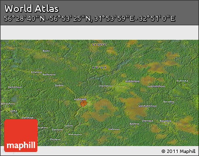 Satellite 3D Map of the Area around 56° 41' 3" N, 32° 22' 30" E