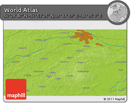 Physical 3D Map of the Area around 56° 41' 3" N, 35° 46' 29" E