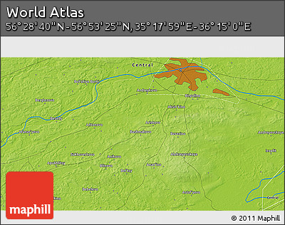Physical 3D Map of the Area around 56° 41' 3" N, 35° 46' 29" E