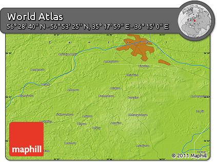 Physical Map of the Area around 56° 41' 3" N, 35° 46' 29" E
