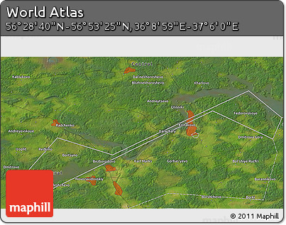 Satellite 3D Map of the Area around 56° 41' 3" N, 36° 37' 30" E