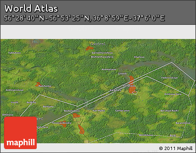 Satellite 3D Map of the Area around 56° 41' 3" N, 36° 37' 30" E