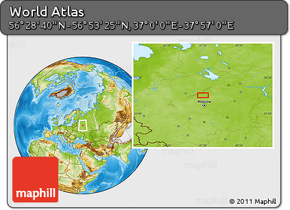 Physical Location Map of the Area around 56° 41' 3" N, 37° 28' 30" E