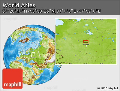 Physical Location Map of the Area around 56° 41' 3" N, 37° 28' 30" E