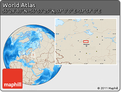 Shaded Relief Location Map of the Area around 56° 41' 3" N, 37° 28' 30" E