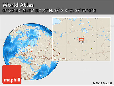 Shaded Relief Location Map of the Area around 56° 41' 3" N, 37° 28' 30" E