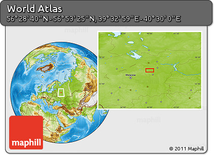 Physical Location Map of the Area around 56° 41' 3" N, 40° 1' 29" E