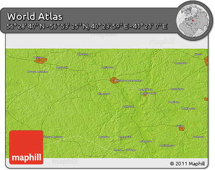 Physical 3D Map of the Area around 56° 41' 3" N, 40° 52' 30" E