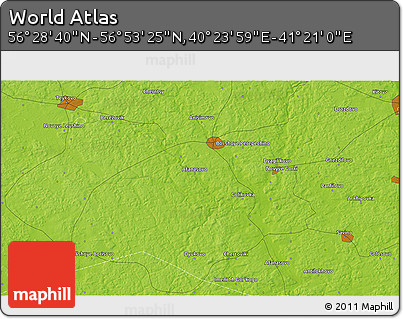 Physical 3D Map of the Area around 56° 41' 3" N, 40° 52' 30" E