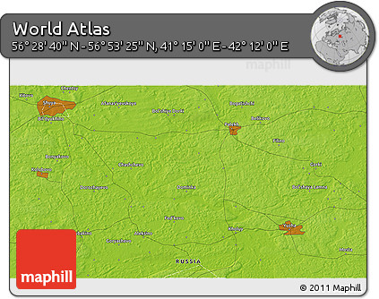 Physical 3D Map of the Area around 56° 41' 3" N, 41° 43' 30" E