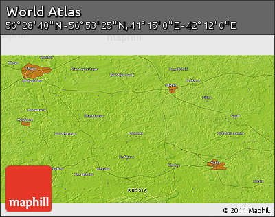 Physical 3D Map of the Area around 56° 41' 3" N, 41° 43' 30" E