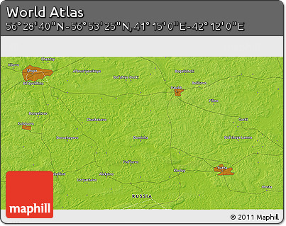 Physical 3D Map of the Area around 56° 41' 3" N, 41° 43' 30" E