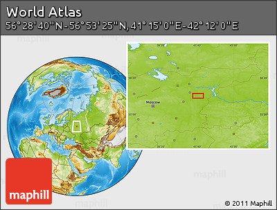 Physical Location Map of the Area around 56° 41' 3" N, 41° 43' 30" E