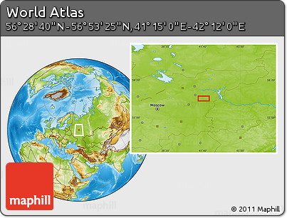 Physical Location Map of the Area around 56° 41' 3" N, 41° 43' 30" E