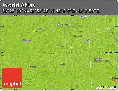 Physical Map of the Area around 56° 41' 3" N, 42° 34' 30" E