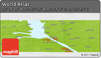 Physical Panoramic Map of the Area around 56° 41' 3" N, 43° 25' 29" E