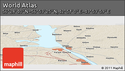 Shaded Relief Panoramic Map of the Area around 56° 41' 3" N, 43° 25' 29" E